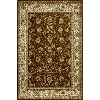 Koberec KOBEREC TRADIČNÍ MĚKKÝ S KVĚTINOVÝM ORNAMENTEM HNĚDÝ BÉŽOVÝ SUPER ROSE 200x290 cm