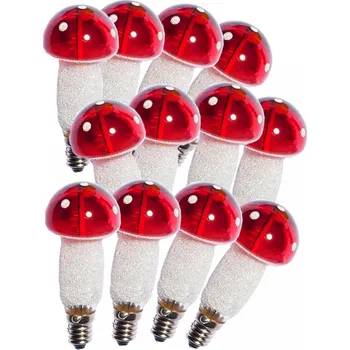 Vánoční osvětlení Žárovky pro řetěz LED Muchomůrky E-10 20V/0,2W 12ks červené (1ks)