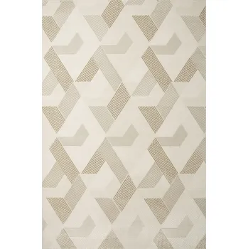 Koberec 140x190 cm VSAZOVACÍ KOBEREC KENITRA GEOMETRICKÝ BÉŽOVÝ KRÉMOVÝ DVOUÚROVŇOVÝ VLAS