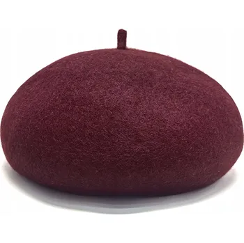 Čepice BARET dámský bordó francouzský módní elegantní klasický s bambulkou