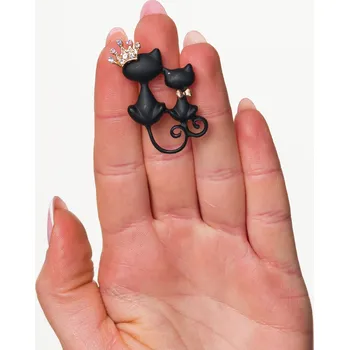 Brož Camerazar Elegantní kočičí brož, černé kočky