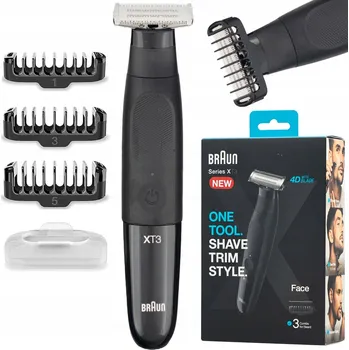 ZASTŘIHOVAČ HOLICÍ STROJEK NA TVÁŘ VOUSŮ BRAUN XT3100 WET-DRY 3 NÁSTAVCE