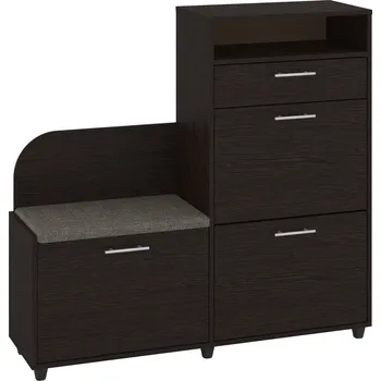 Botník Slevadoma Botník B-05 se sedákem Barva: wenge, Materiál: tkanina - savannah káva