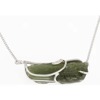Náhrdelník My Moldavite Stříbrný náhrdelník s přírodním vltavínem 8648 45.6 cm