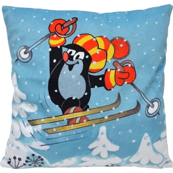 Dekorativní polštářek Moravská Ústředna Brno Krteček polštářek 99915M 30 x 30 cm lyžař