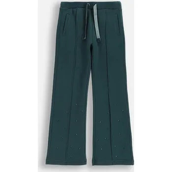 Chlapecké kalhoty Dětské bavlněné tepláky Coccodrillo zelená barva, s aplikací, FROSTING PUDDLE GIRL KIDS ZC5120102FGK 77X, vel. 98