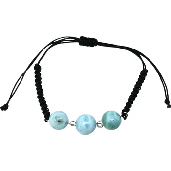 Náramek Larimarový exkluzivní náramek s chirurgickou ocelí, 3 kuličky