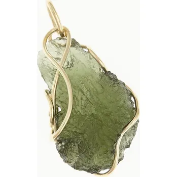 Přívěsek My Moldavite Zlatý přívěsek s přírodním vltavínem - houslový klíč DR10397