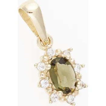 Přívěsek My Moldavite Zlatý přívěsek s vltavínem a zirkony 1001-4168