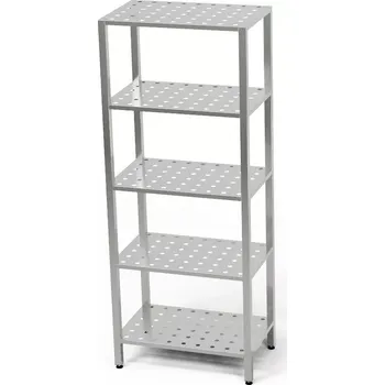 Dílenský regál Nerezový 5polohový perforovaný regál 140x40x200 cm | FORGAST