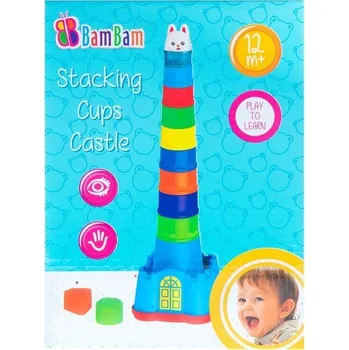 Hračka pro nejmenší BAM BAM Edukativní pyramida ZÁMEK, 6m+
