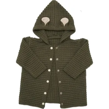 Dívčí svetr Lumima MACKO Dětský svetr rozepínací Kapuce OLIVA olivový vel. 92cm