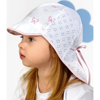 Kšiltovka AJS Letní dívčí kšiltovka se zátylkem MOTÝLCI vel. 48cm (bílá)