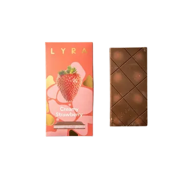 Čokoláda Čokoláda Lyra CREAMY JAHODA - mléčná čokoláda s náplní jahoda, 80g