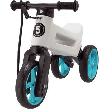 Odrážedlo TEDDIES Odrážedlo FUNNY WHEELS Rider SUPERSport 2v1 do 25kg Bílé/tyrkys kola+POPRUH