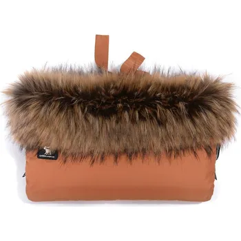 Rukávník COTTONMOOSE Rukávník na kočárek MOUSE YUKON AMBER oranž, hnědá kožešina