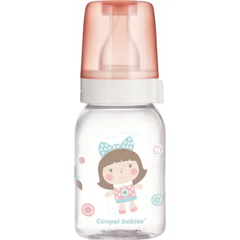 Kojenecká láhev Canpol babies Lahev skleněná s úzkým hrdlem TOYS 120ml Pink girl