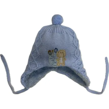 Čepice RASTER Pletená čepice KRASNAL podšitá fleacem, modrá vel. 42-44cm