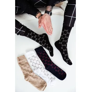 Vzorované pánské ponožky Milena CC Black Milena černá | bílá 3483121