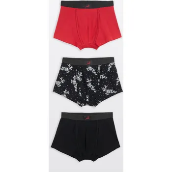 Chlapecké spodní prádlo Reporter Young | Chlapecké červeno-černé bavlněné boxerky s motivem kostry sobů – 3 PACK - Barva ČERNÁ, Velikost 152/158 253-0999B-23-900-1