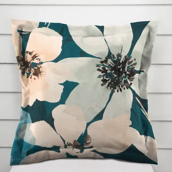 Povlak na polštářek Sametový povlak na polštář s lemem Tamara TMR-027 Velké květy na tmavě zeleném 30 x 50 cm