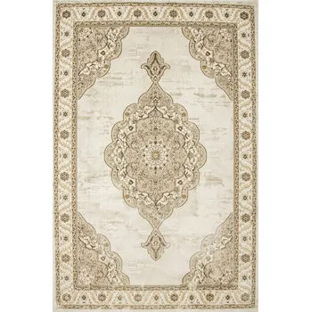 Koberec KOBEREC MODERNÍ LESKLÝ BÉŽOVÝ KRÉMOVÝ ZLATÝ V PLÁSTECH MEDU ELISA 120x170 cm