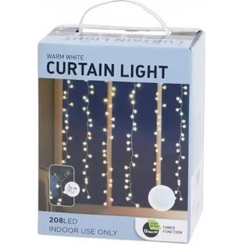 Vánoční světelná dekorace Světelný závěs 208 LED venkovní teplá bílá 2.4x1.4m TIMER