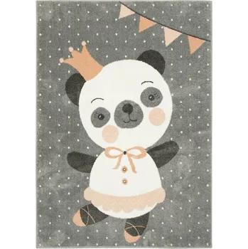 Koberec 140x190 cm KOBEREC RŮŽOVÝ ŠEDÝ KRÉMOVÝ BALETKA PANDA
