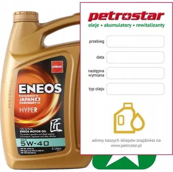 Motorový olej Syntetický motorový olej Eneos 4 l 5W-40