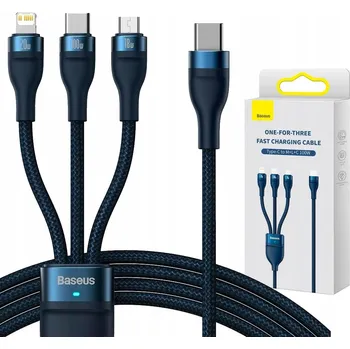 Baseus Flash Series II kabel USB C / Lightning / micro USB 100W 1,5m modr.
