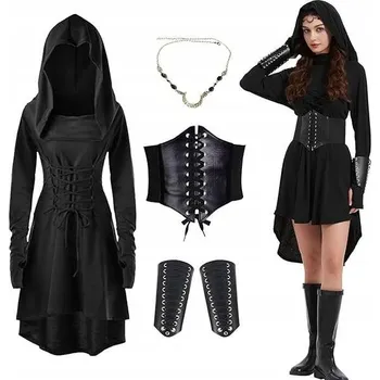 Karnevalový kostým KOSTÝM ŠATY GOTICKÉ ŠATY KOSTÝM PRO ŽENY PLÁŠŤ PLÁŠŤ