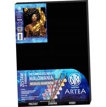 Obraz MALOVÁNÍ PODLE ČÍSEL NA ČERNÉM PLÁTNĚ 40X50CM KRÁLOVNA VE ZLATĚ