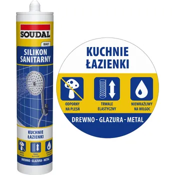 stavební silikon Sanitární silikon bílý Soudal 280ml těsnicí hmota odolná proti plísním