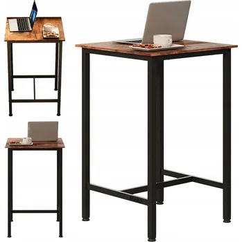 Jídelní stůl STÓŁ BAROWY KUCHENNY KWADRATOWY DO KUCHYNĚ OBÝVACÍHO POKOJE, KÁVOVÝ VINTAGE LOFT, 90 CM