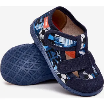 Dívčí tričko Dětské papuče na suchý zip – tmavě modré Reathiana (s motivem míčů) Velikost: 21