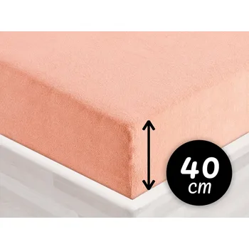 Prostěradlo Froté napínací prostěradlo na extra vysokou matraci FR-005 Světle broskvové 200 x 220 - výška 40 cm