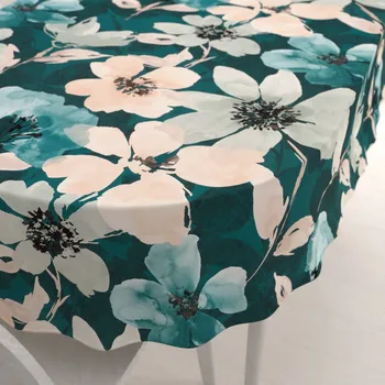 ubrus Sametový oválný ubrus Tamara TMR-027 Velké květy na tmavě zeleném 100x140 cm