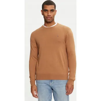 Pánský svetr Tommy Hilfiger hnědý svetr s kulatý výstřihem, velikost L