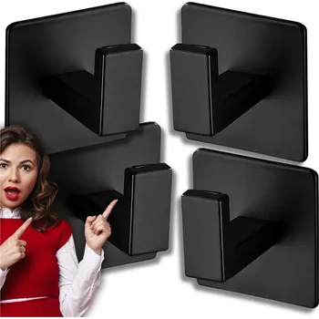 Věšák Samolepicí háčky na zeď Loft, černá, práškově lakovaná, sada 4 kusů, průměr 5.5 cm