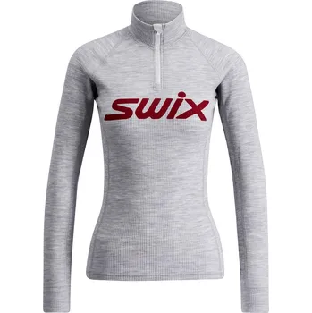 Dámské termo spodní prádlo SWIX RaceX Merino Half Zip, dlouhý rukáv, dámské triko, Light Grey Melange Velikost: S