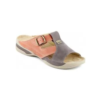 Dámská zdravotní obuv MEDISTYLE zdravotní dámská pantofel KATRINA šedofialovo-oranžová-výprodej Velikost: 39