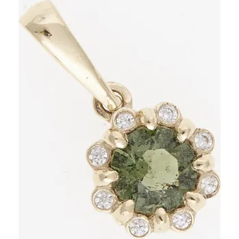 Přívěsek My Moldavite Zlatý přívěsek s vltavínem a zirkony 1125-7850