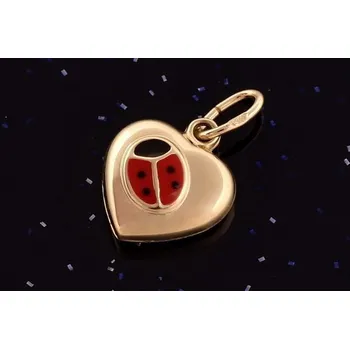 Přívěsek Zlatý přívěsek srdce s beruškou P089, Au 585/1000 14kt, 0,35g (14kt,váha 0,35g)