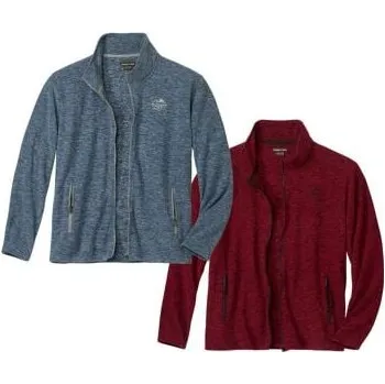 Pánská mikina Atlas For Men Sada 2 propínacích mikin z melírovaného mikrofleecu, Modrá, Velikost L Q2151