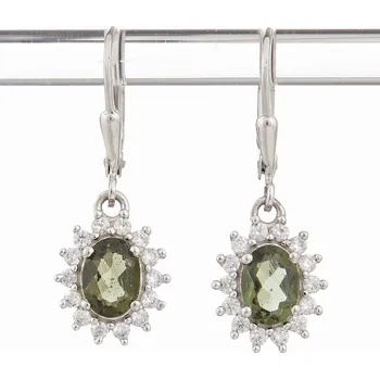 Náušnice My Moldavite Stříbrné náušnice s vltavíny a zirkony ER02