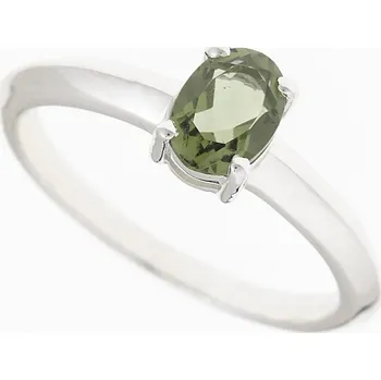 Prsten My Moldavite Stříbrný prsten s vltavínem R02-12905 59 mm