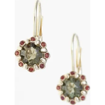 Náušnice My Moldavite Zlaté náušnice s vltavíny a granáty AUVG2125-4