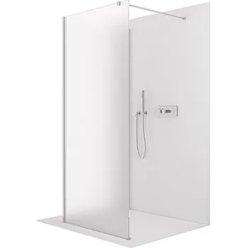 CERANO - Sprchová zástěna Walk-in Onyx Corner Cube L/P - 8 mm - hranatá vzpěra - chrom, mléčné sklo - 150x90x200 cm