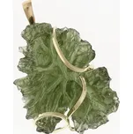 My Moldavite Zlatý přívěsek s přírodním vltavínem 9502