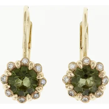 Náušnice My Moldavite Zlaté náušnice s vltavíny a brilianty AUVD2125-4WG